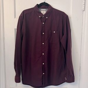Men’s F&F “The Oxford” Burgundy Button-Down Shirt, Size XL